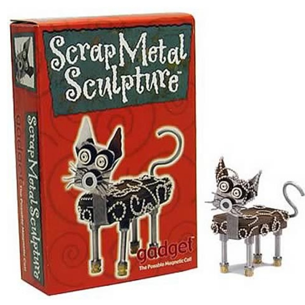 Gadget Kitty Kat Scrap Metal Sculpture Magnetic Cat Art